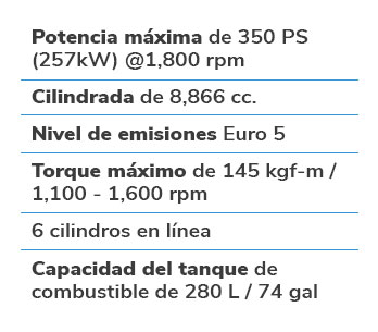 Detalles de rendimiento de  la Hino FM  Corto.