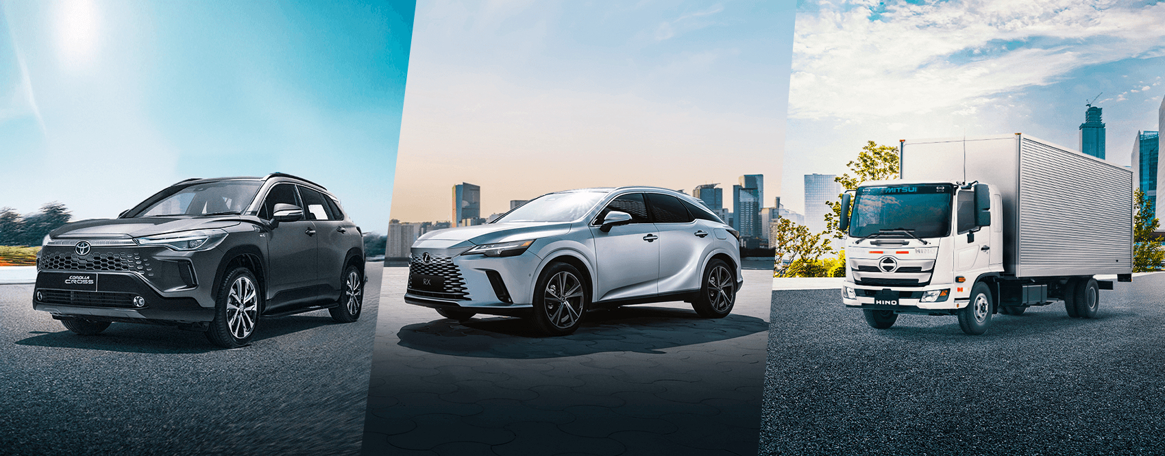 En Mitsui encuentras vehículos y camiones Hino, Toyota  y  Lexus